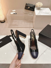 HIGH SLINGBACKS BLACK MIX VIOLET SHEEPSKIN