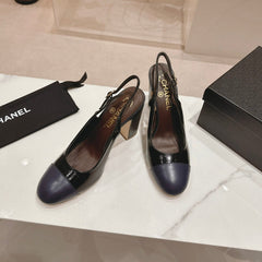 HIGH SLINGBACKS BLACK MIX VIOLET SHEEPSKIN