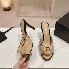 Double C New Camellia High Heel Beige Cream