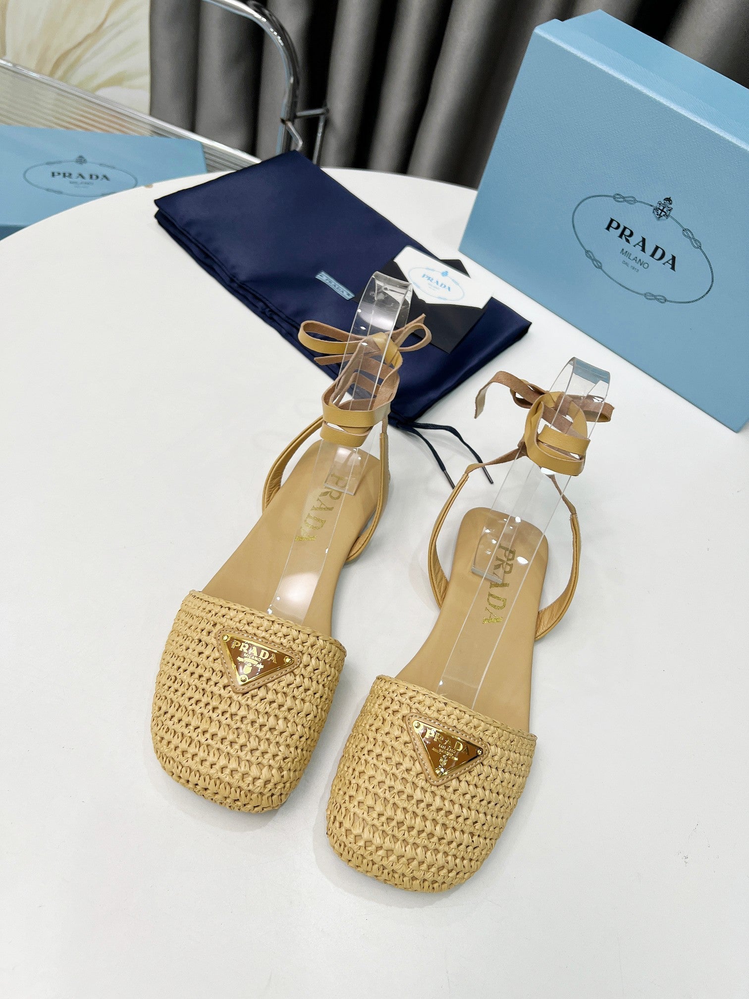 CROCHET SANDALS IN EGG NOG BEIGE FABRIC