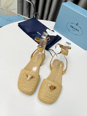 CROCHET SANDALS IN EGG NOG BEIGE FABRIC