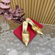 HIGH PUMP MULE 80MM GOLD CALFSKIN