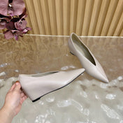 HM 25S HIGH-HEEL WEDGE SHOES 50 MM IN PALE PINK BEIGE LAMBSKIN
