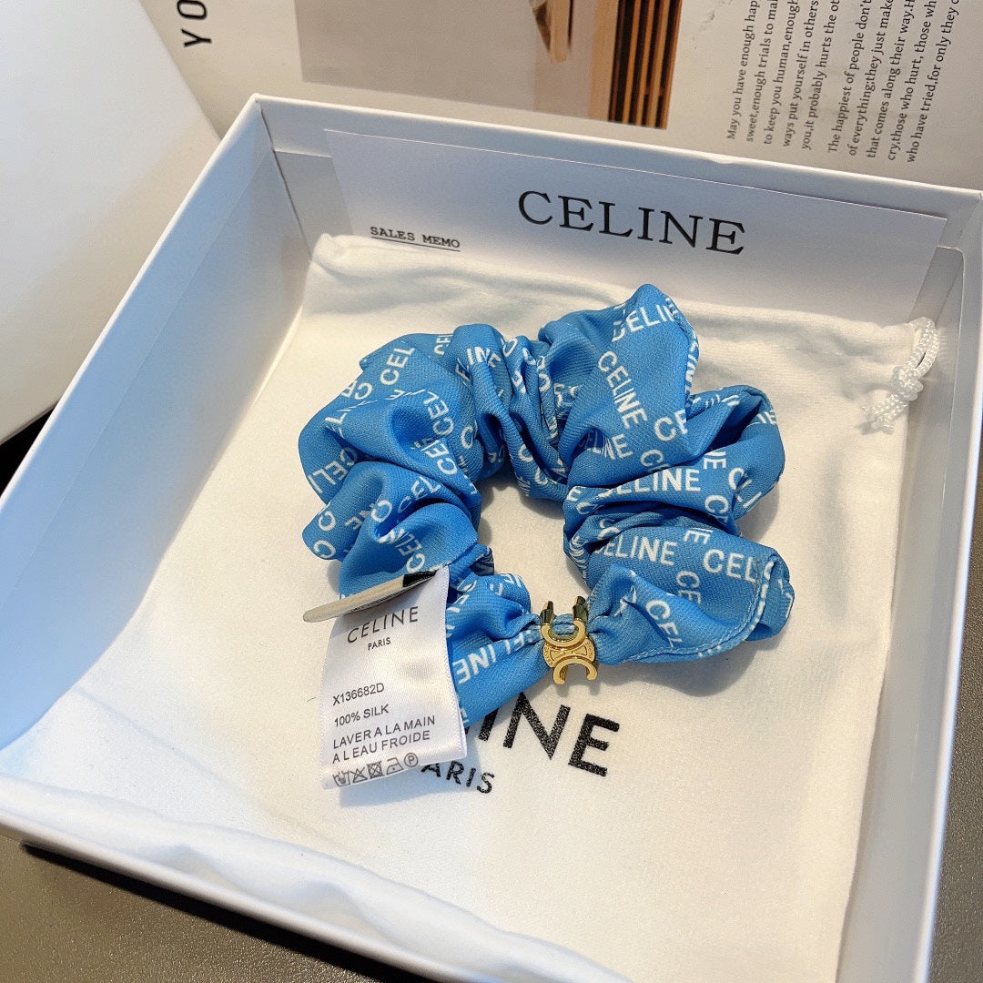 CERULEAN BLUE WRINKLED FABRIC SCRUNCHIE 358223