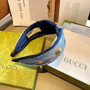HAIRBAND WITH FLOWER PRINT IN CORNFLOWER BLUE SILK 398862