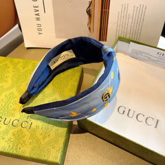 HAIRBAND WITH FLOWER PRINT IN CORNFLOWER BLUE SILK 398862