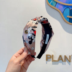 MICKEY PRINT HAIRBAND IN LIGHT PINK SILK 409359
