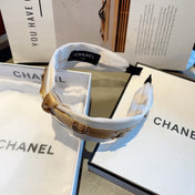 WHITE SILK HAIRBAND WITH GOLD LOGO 412440
