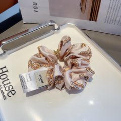 WHITE MIX LIGHT GOLD WRINKLED FABRIC SCRUNCHIE 417306