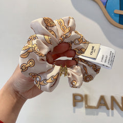 WHITE MIX LIGHT GOLD WRINKLED FABRIC SCRUNCHIE 417306