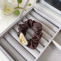 RUSSET BROWN WRINKLED FABRIC SCRUNCHIE 427325