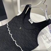 SLEEVELESS TOP 640632 IN BLACK COTTON RAISED LOGO