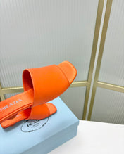 PRA TRIANGLE HEEL SATIN SLIPPERS BRIGHT ORANGE
