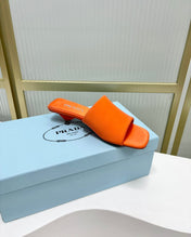 PRA TRIANGLE HEEL SATIN SLIPPERS BRIGHT ORANGE