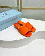 PRA TRIANGLE HEEL SATIN SLIPPERS BRIGHT ORANGE