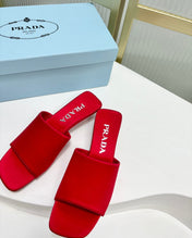 PRA TRIANGLE HEEL SATIN SLIPPERS CRIMSON