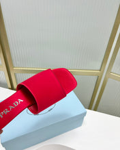 PRA TRIANGLE HEEL SATIN SLIPPERS CRIMSON