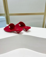 PRA TRIANGLE HEEL SATIN SLIPPERS CRIMSON