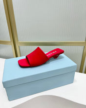 PRA TRIANGLE HEEL SATIN SLIPPERS CRIMSON