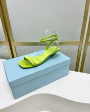 PRA TRIANGLE HEEL SATIN SANDALS CHARTREUSE