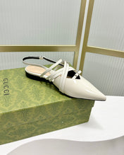 STRAPPY FLAT SLINGBACK IN WHITE GLOSSY CALFSKIN