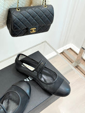 FLAT SHOES IN BLACK MESH MIX LAMBSKIN