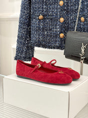 PRADA 25S SOFT PADDED BALLERINAS IN DARK RED SUEDE
