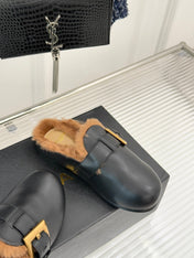 BALMAIN 26S ANTHEM MULES IN BLACK CALFSKIN