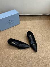 PRADA 26S POINTED TOE PUMPS 50MM IN BLACK CALFSKIN