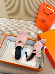 HEDEN MULE 80 LIGHT PINK SUEDE