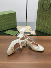 GG HORSEBIT PUMP WHITE GLOSSY LAMBSKIN
