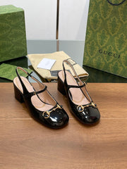 GG HORSEBIT PUMP BLACK GLOSSY LAMBSKIN