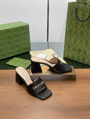 GG SIGNORIA SLIDE SANDAL BLACK DENIM