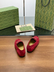 HORSEBIT LOAFER IN CHERRY RED SUEDE WITH GOLD HARDWARE