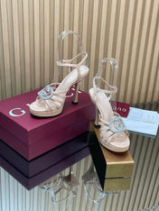 GUCCI 26S HIGH-HEELED SANDALS 125 MM IN BEIGE CALFSKIN