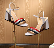 GG HIGH HEELS SANDAL 80 IN WHITE CALFSKIN MIX FABRIC