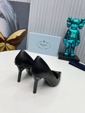 PRADA 26S POINTED TOE PUMPS STILETTO HEEL 80MM IN BLACK CALFSKIN
