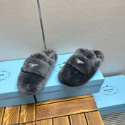FLAT MULES IN GRAY RABBIT FUR