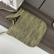 LOEWE 25S SLIT TOTE BAG 30 IN OLIVE DRAB RAFFIA CANVAS SHOULDER STRAP