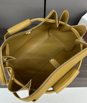 LOEWE 25S MADRID BAG 28 IN SAND YELLOW CALFSKIN GOLD HARDWARE