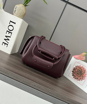 LOEWE 25S MEDIUM MADRID BAG 23 IN DARK WINE CALFSKIN GOLD HARDWARE