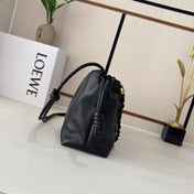 LOEWE 25S FLAMENCO PURSE 30 IN FULL BLACK NAPPA LEATHER GOLD HARDWARE