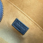 LOEWE 25S PEBBLE BAG 23 IN STEEL BLUE CALFSKIN SILVER HARDWARE