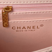 CHANEL 25S FLAP BAG 21 CM IN LIGHT PINK LAMBSKIN WITH TOP HANDLE