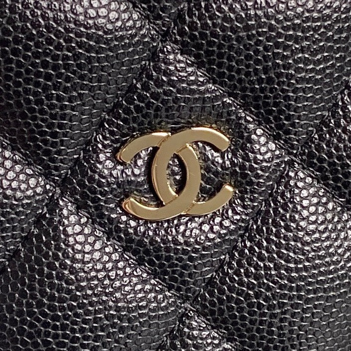 HOBO BAG 21 IN BLACK GRAINED CALFSKIN GOLD HARDWARE
