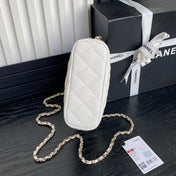 HOBO BAG 21 IN WHITE GRAINED CALFSKIN GOLD HARDWARE