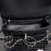 CHANEL 25S FLAP BAG 19 IN BLACK CALFSKIN SILVER HARDWARE