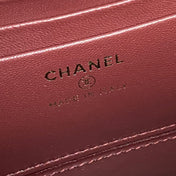 CHANEL 25S VANITY BAG 17 IN DARK RED LAMBSKIN WITH GOLD HARDWARE