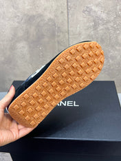 CHANEL 26S RUNNING SNEAKERS IN NAVY BLACK SUEDE AND NYLON CC LOGO