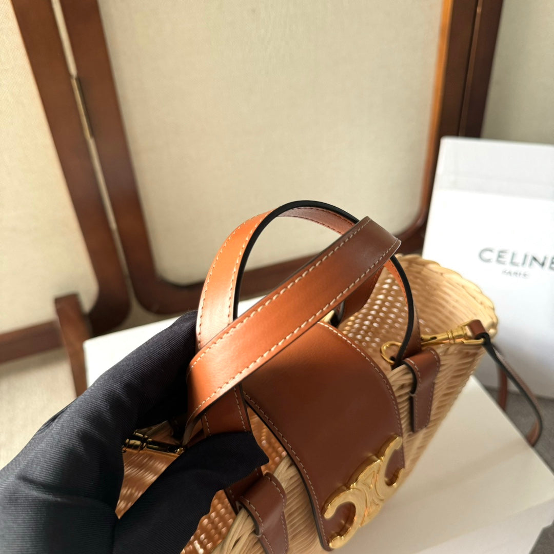 TEEN COUFFIN 32 IN BEIGE WINKER AND BROWN CALFSKIN TRIM